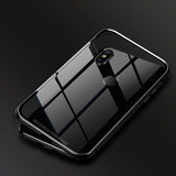 Magneto Magnetic Adsorption Case For iPhone X Metal Bumper + 9H Tempered Glass