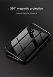 Magneto Magnetic Adsorption Case For iPhone X Metal Bumper + 9H Tempered Glass