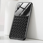 Grid Pattern Case For iPhone Xs Max Luxury Silicone + Tempered Glass