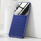 Grid Pattern Case For iPhone Xs Max Luxury Silicone + Tempered Glass