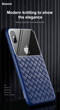 Grid Pattern Case For iPhone Xs Max Luxury Silicone + Tempered Glass