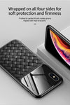 Grid Pattern Case For iPhone Xs Max Luxury Silicone + Tempered Glass