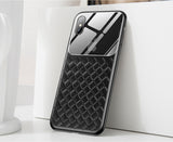 Grid Pattern Case For iPhone Xs Max Luxury Silicone + Tempered Glass