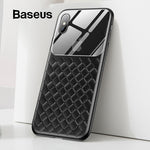 Grid Pattern Case For iPhone Xs Max Luxury Silicone + Tempered Glass