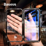 Magneto Magnetic Adsorption Case For iPhone X Metal Bumper + 9H Tempered Glass